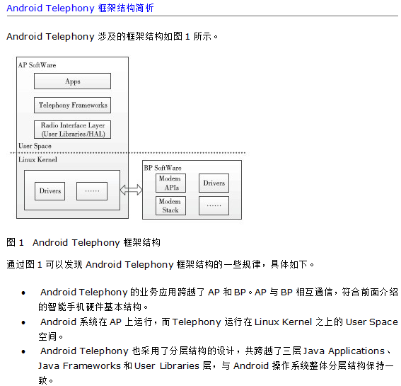 Android Telephony框架结构简析 中文
