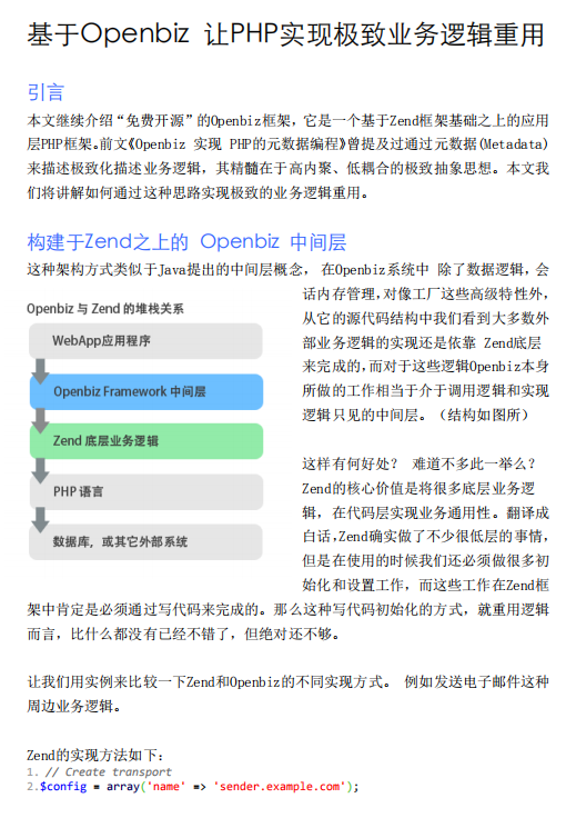 Openbiz让PHP实现极致业务逻辑重用 中文PDF下载_PHP教程