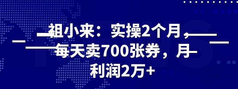 最新赚钱项目：实操2个月，每天卖700张券，月利润2万+