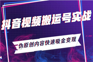抖音视频搬运号实战：伪原创内容快速吸金变现