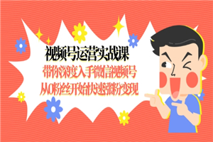 视频号运营实战课，带你深度入手微信视频号1.0，从0粉丝开始快速涨粉变现