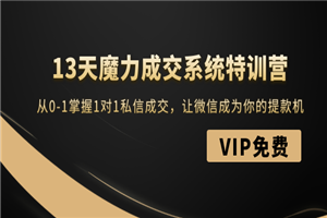 13天魔力成交系统特训营：从0-1掌握1对1私信成交，让微信成为你的提款机