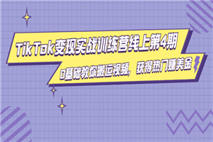 TikTok变现实战训练，0基础教你搬运视频，获得热门赚美金
