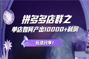 拼多多店群之：教你单店如何产出10000+利润，玩法分享