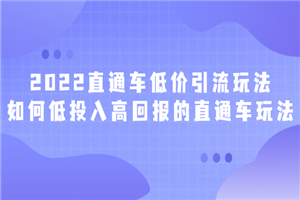 2022直通车低价引流玩法，教大家如何低投入高回报的直通车玩法