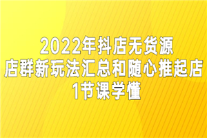 2022年抖店无货源店群新玩法汇总和随心推起店