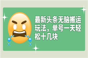 最新头条无脑搬运玩法，单号一天轻松十几块【视频教程+搬运软件】