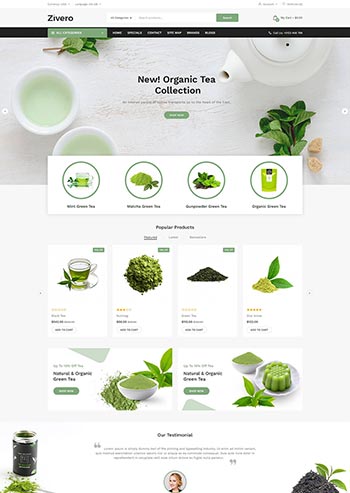 绿色小清新html绿茶商城网站模板