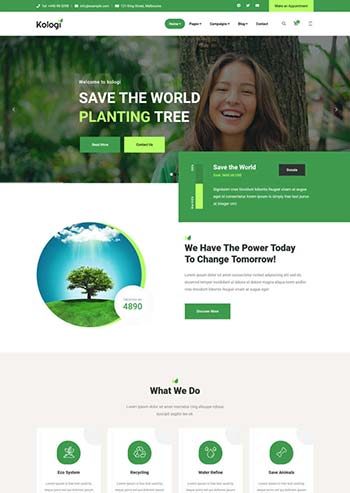 绿色环境保护公益网站HTML5模板