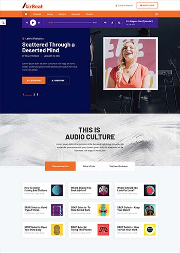 多用途音频播客和音乐网站HTML模板