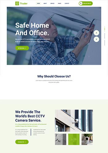 绿色风格视频摄像头安装安防公司网页模板
