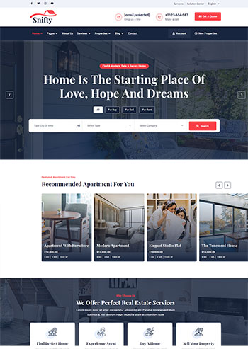 深蓝色房地产信息资讯平台静态HTML5模板
