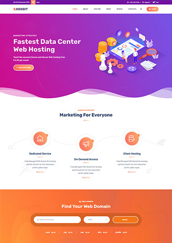 云主机域名服务网站HTML5静态网站模板