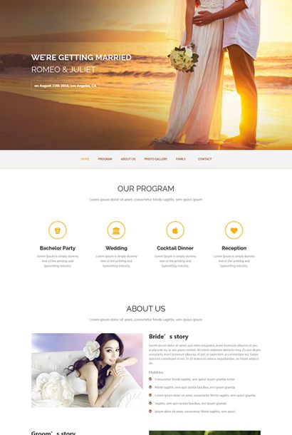 夕阳海边黄昏背景婚恋摄影模板纯HTML模板