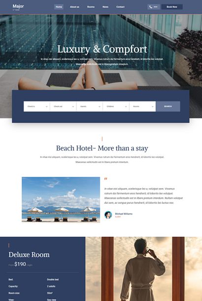 响应式奢华大气海滩酒店商务模板纯HTML模板