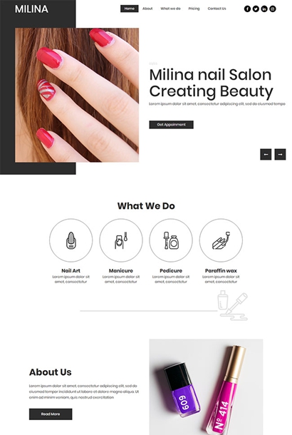 HTML5美甲彩妆修眉店网站模板