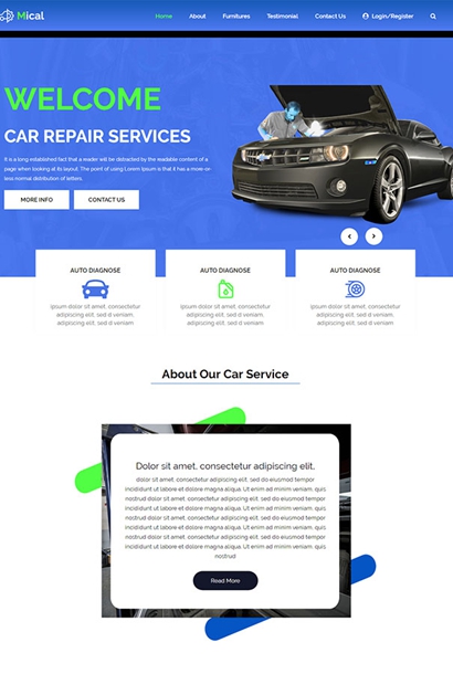 蓝色HTML5汽车维修服务企业网站模板