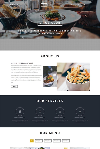 国外餐厅美食网站模板 单页模板