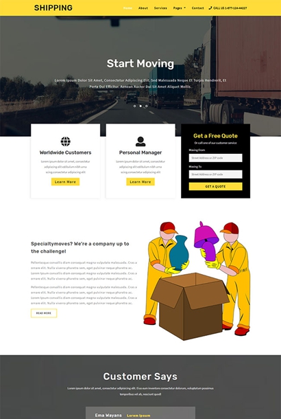 物流运输公司网站模板 HTML5模板 宽屏网页