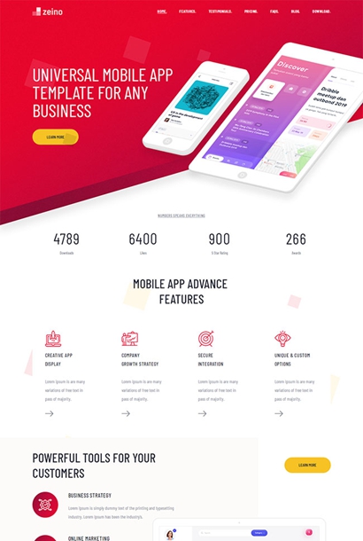 手机app应用软件单页模板