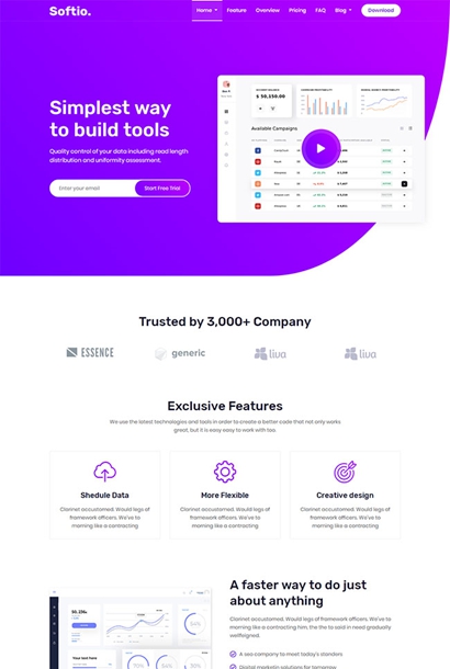 紫色软件应用单页模板