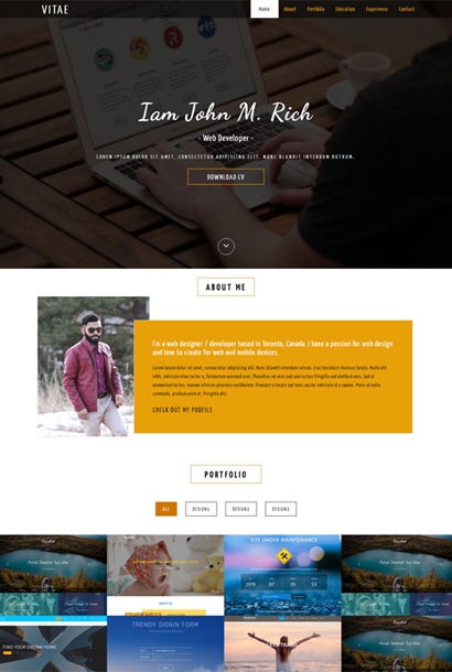 单页滑动个人网站模板