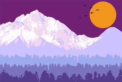 HTML5 SVG雪山树林场景特效