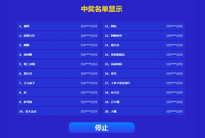 jQuery随机中奖名单抽奖代码