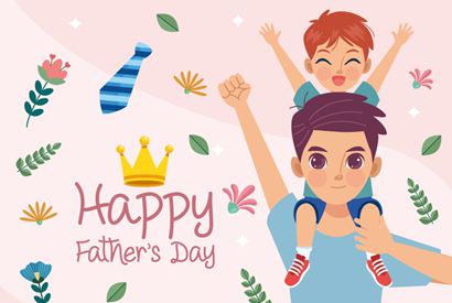 坐在爸爸的肩上设计父亲节快乐矢量素材(EPS)