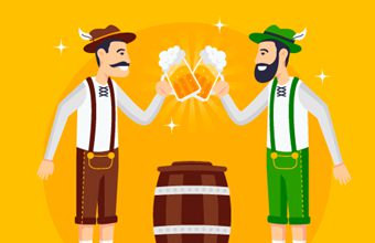 开心碰杯啤酒节矢量素材(EPS/AI)