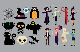 万圣节人物集合矢量素材(EPS/PNG)