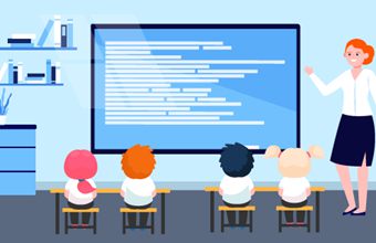 正在给小学生上课的老师矢量素材(EPS)