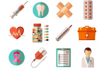 扁平风格医疗类图标矢量素材(EPS/PNG)