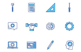 蓝色工程类图标矢量素材(EPS/PNG)