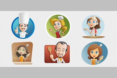 站长素材厨师人物矢量字符集PSD素材下载