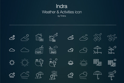 Indra-80免费天气和活动图标 PSD素材