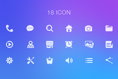 18个简单套图素材图标 PSD素材