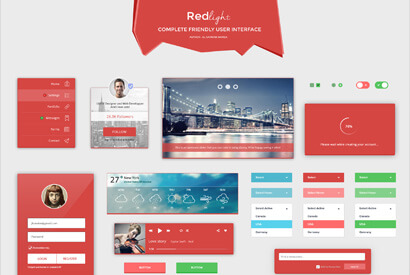 红光-完整友好的用户界面 UI设计 PSD素材
