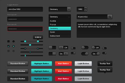 PSD素材网络用户界面UI套件–深色