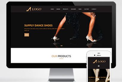 (自适应手机端)英文外贸芭蕾舞鞋网站pbootcms模板 拉丁舞鞋鞋类网站源码下载
